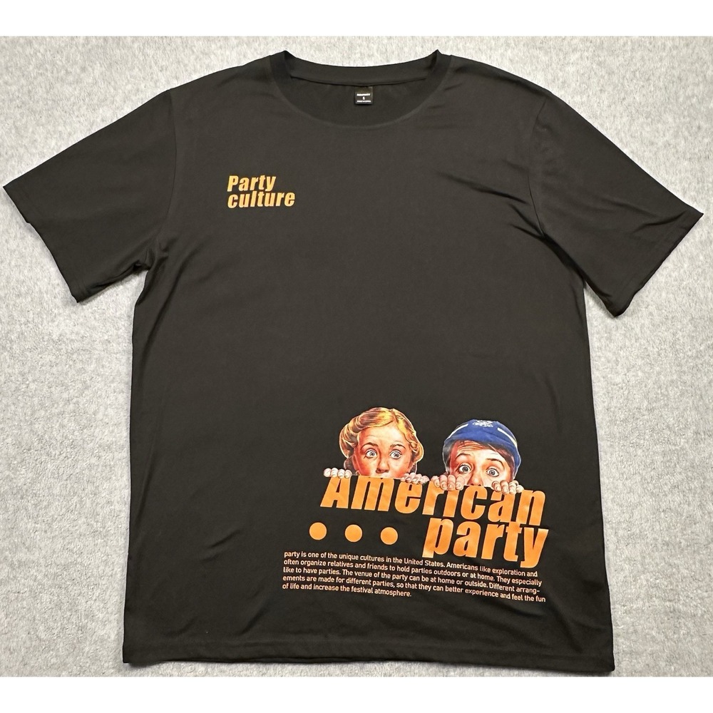 Manfinity American Party Culture Custom Black T Shirt Unisex Small‎